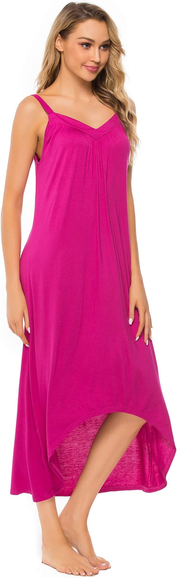 Nightgowns for Women Sleeveless Long Sleepwear Cotton V Neck Full Slip Nightshirt Chemise Lounge Dresses