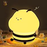 Attivolife Bee Night Light, Cute Bumble Bee Gift for Kid, Animal Silicone Nursery Lamp with 8 Color Light & Dimming & Timer, Rechargeable Bedroom Classroom Decor Birthday Xmas Gift for Girl Boy