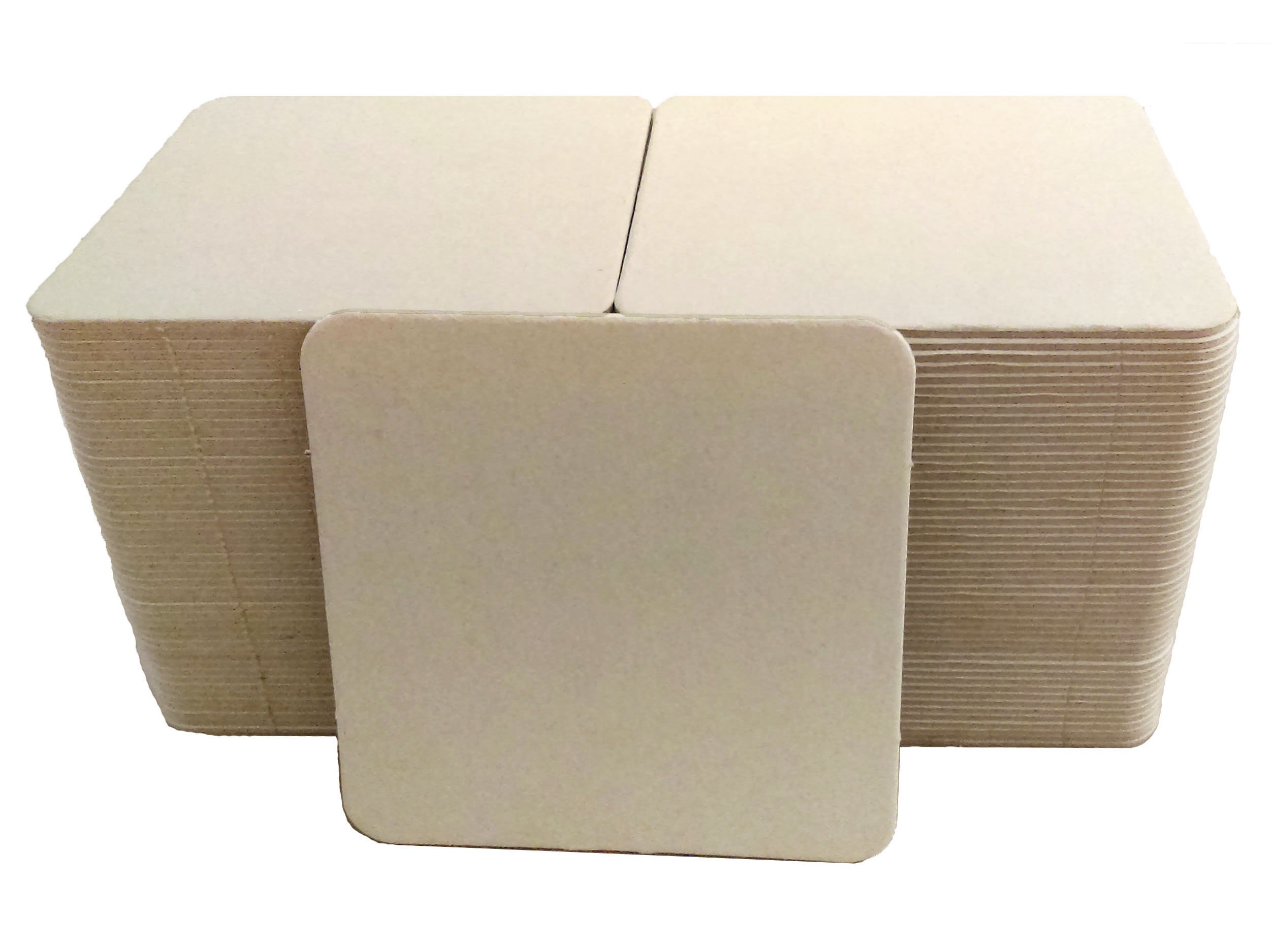 100 4 Inch Square Heavyweight Blank Plain White Paper Coasters for