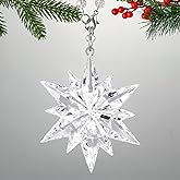FestivEra Crystal Christmas Ornaments – Multi-Shade Star Ornament with Chain and Ribbons, Swarovski-Style Crystal Ornaments for Valentine's Day, Home Décor, Gift Box