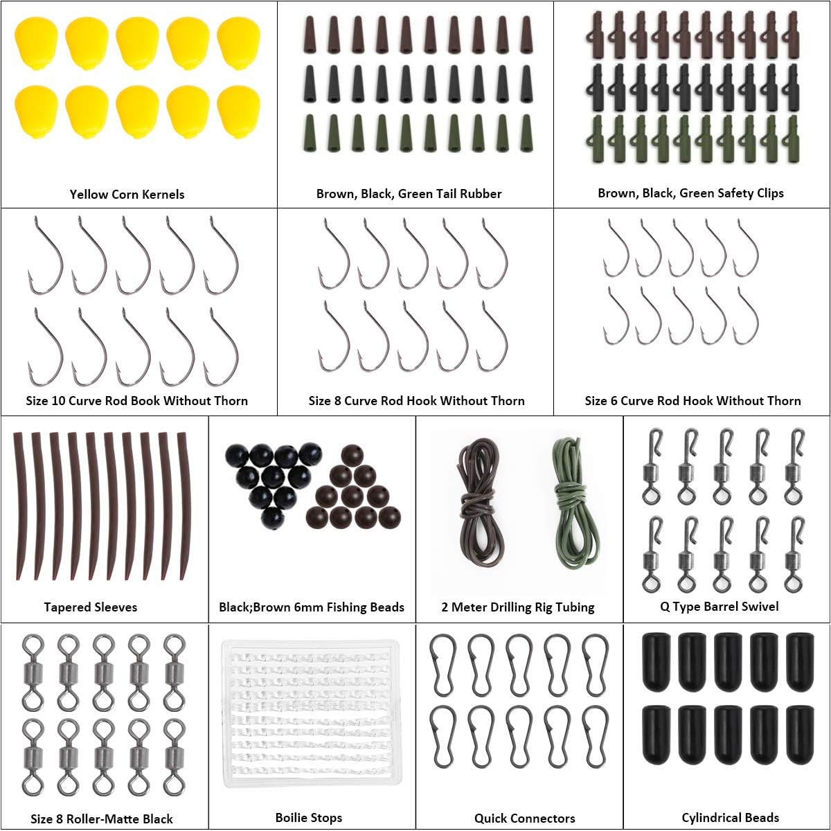 Vicloon 272 Pcs Carp Fishing Tackle Box, Fishing Accessories Kit Including Hooks, Safety Clips, Beads, Boilie Stops, Corn - Image 3