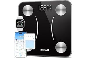 INSMART Smart Scale for Body Weight, Digital Bathroom Scale with BMI, Muscle Mass, Bluetooth Body Fat Scale,17 Body Composition Analyzer with Smart APP Sync Weight Scale, 400 lbs - Black