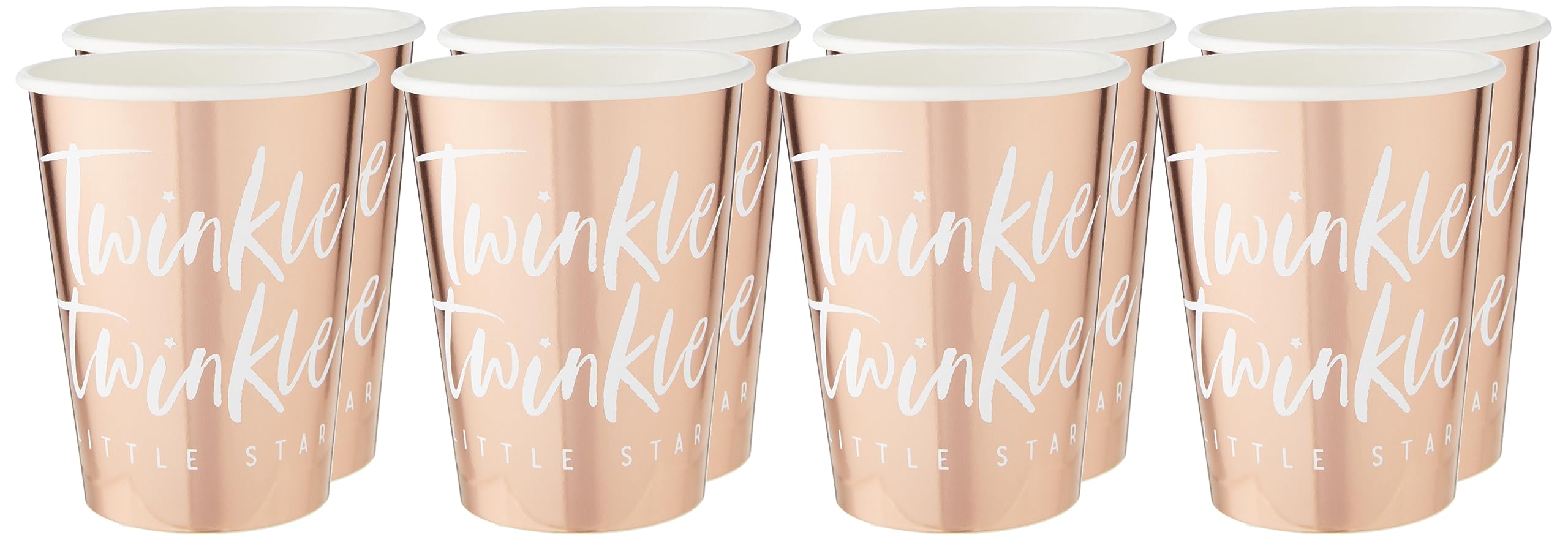 Ginger Ray Rose Gold Foiled baby Shower Party Paper Cups - 8 Pack - Twinkle Twinkle