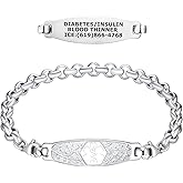 Divoti Olive Stretch Medical Alert Bracelet for Women | Custom Engraved, Filigree Bracelet | 4-Line Personalized Emergency ID | Elegant Rolo Chain with Lobster Claw