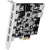 FebSmart 7-Ports Superspeed 5Gbps PCIE USB 3.0 Expansion Card for Windows 11, 10, 8.x, 7, Vista, XP Desktop PCs, Built in Feb