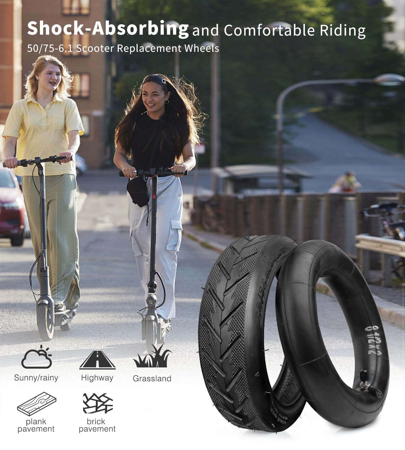 Mcglsen 50/75-6.1 Scooter Tire Replacement 8.5 Inch Tire Tube for Gotrax gxl v2/Xiaomi /M365 Etc Electric Scooter,8.5x2 Pneumatic Tyre Inner Tube Replacement Wheels (1Set)