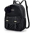 Missnine Mini Backpack for Women Cute Small Backpack Purse With Pompom PU Leather Bookbag Small Casual Daypacks For Ladies