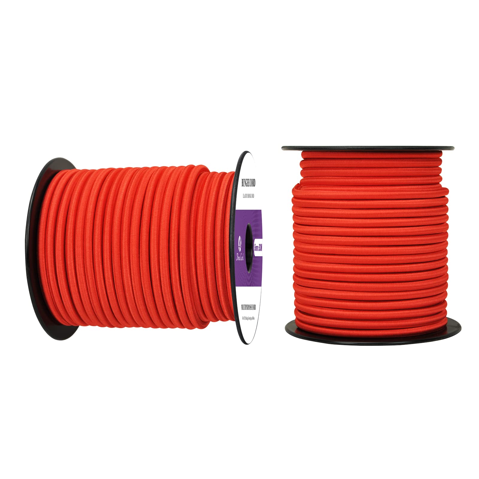 Abma Cord Bungee Cord 6mm 30M Elastic Shock Cord 100% Stretch Elastic Bungee Rope for Tarpaulin, Trailer, Backpack, Tent Pole, Kayak - Red — image 1