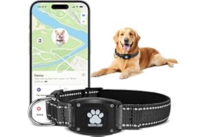 Myiwb GPS Dog Collar Tracker 2-in-1,Reflective Waterproof Adjustable Pet Collar,iOS-Only,Ideal for Dog Tracking pet Tracker,for Small to Large Dogs,Real-Time Tracking,No Monthly Fees(Black,Medium)