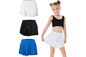 YKNKTSTC 3 Pack Girls Flowy Shorts with Spandex Liner 2 in 1 Youth Junior Butterfly Skirts for Fitness Running Sports
