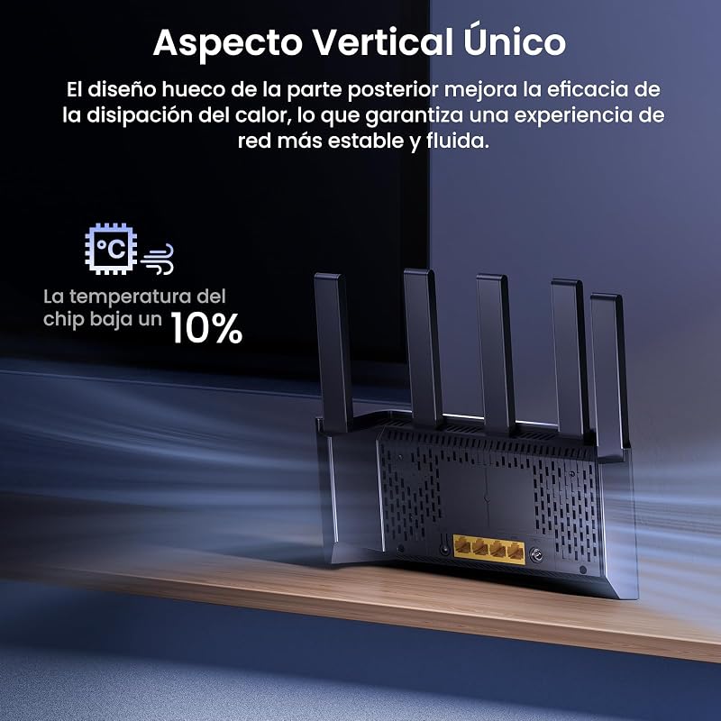 RX2L Pro - AX1500 Router WiFi 6, Doble Banda 2.4GHz/5GHz, 4 Puertos Gigabit, 5 Antenas de 6dBi, Refrigeración Vertical, Fácil Configuración, VPN, IPV6, WPA3, MU-MIMO, OFDMA, Control Parental