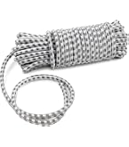 T.W. Evans Bungee Cord – 3/8 Zoll, 100 Fuß, Dehnbar, Gummi-Kern, Weiß/schwarz
