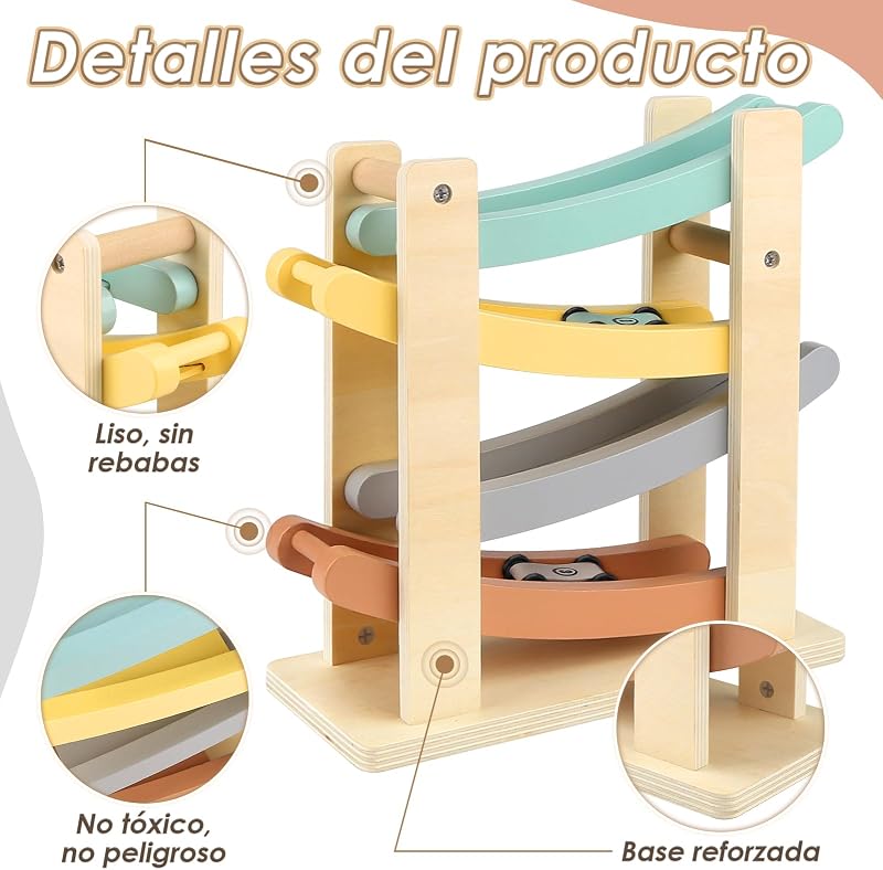 Montessori Juguete a Partir de 1 año para Coche, Pista de Bolas, Madera, a Partir de 1, 2 años, Juguete de Madera, Regalo para 1 2 años, niño