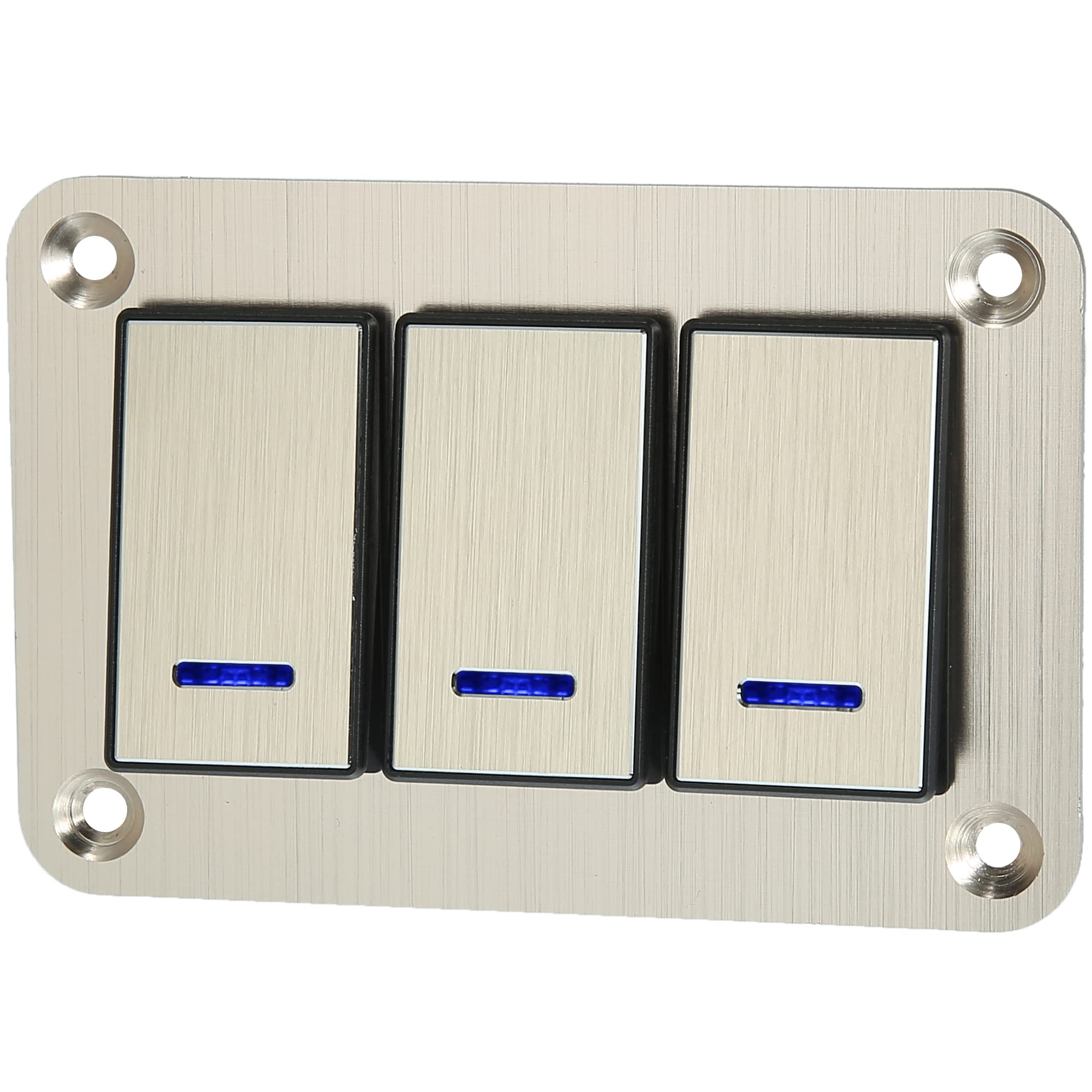 X AUTOHAUX Gold Tone 3 Gang Rocker Switch Panel 3 Pin DC 12V 24V Blue LED