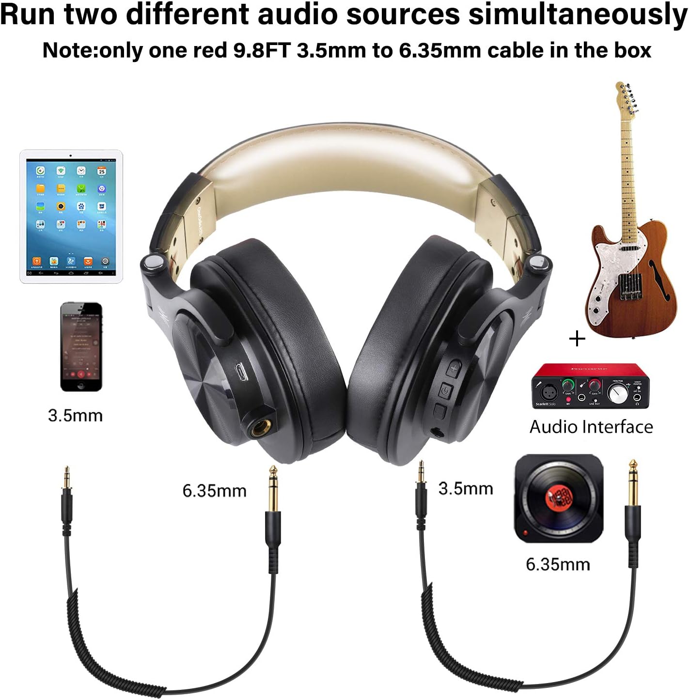 OneOdio Wireless Headphones Over Ear, Hi-Fi Stereo Bluetooth Headphones with Share Port - Image 3