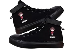 DHSPKN Kpop Idol Jungkook Shoes Jimin High Top Sneakers Cartoon Image J-Hope Rap Monster Jin SUGA V Signature Canvas Shoes