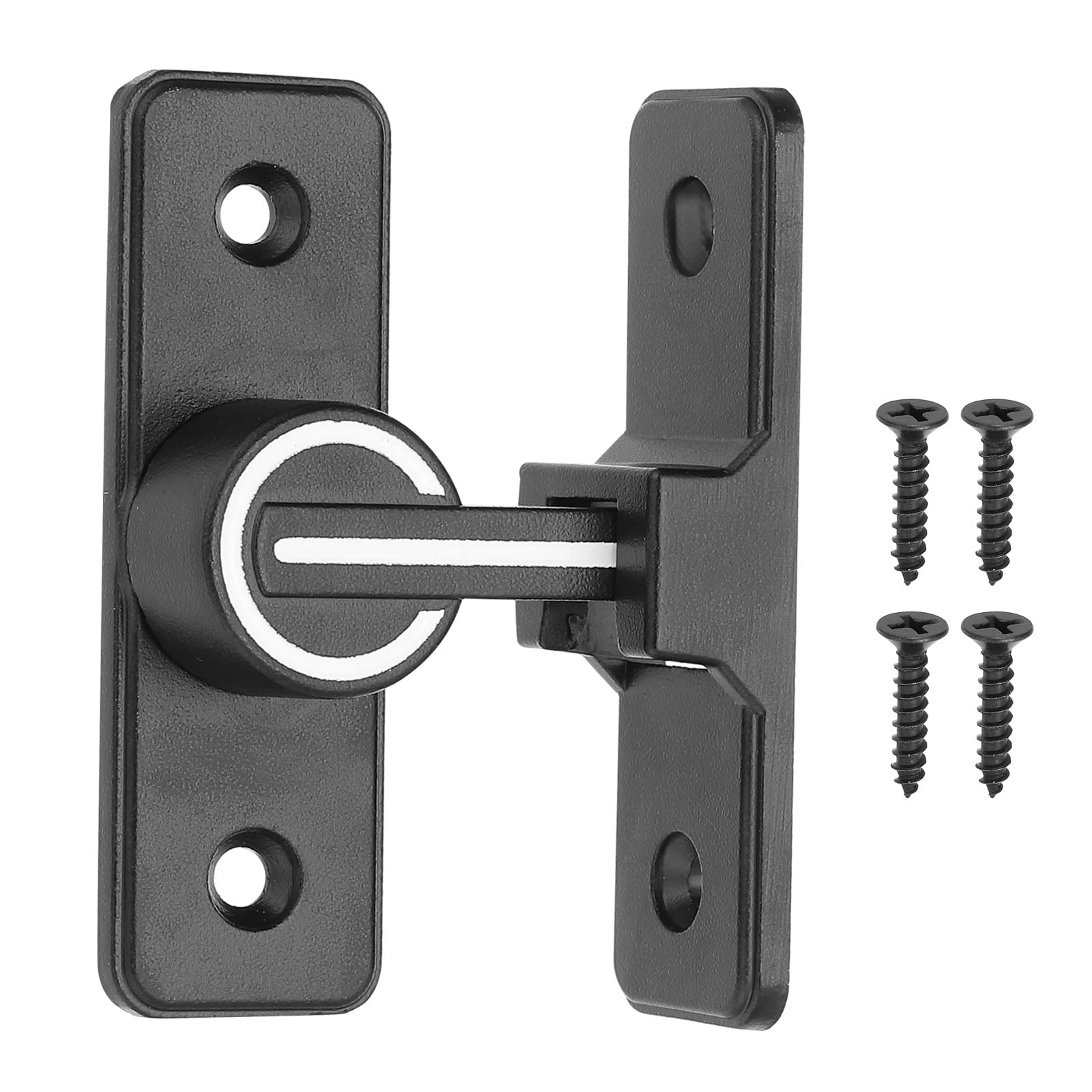 PATIKIL 90 Degree Barn Door Lock, Luminous Flip Latches Zinc Alloy Safety Sliding Door Bolt Latch Lock for Garden Garage Bathroom Gate, Black