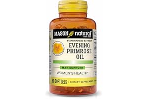 MASON NATURAL Evening Primrose Oil 1000 mg, Hormonal Balance & Skin Support for Women, Rich in Omega,6 GLA & LA, PMS & Menopause Relief Supplement, 60 Softgels