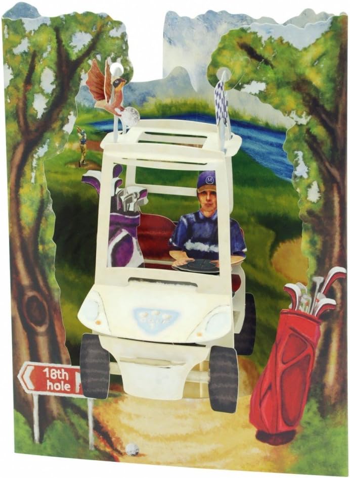 Santoro Swing Card, 3D Pop Up Greeting Card - Golf Buggy - for Him, for Dad, Fathers Day, Birthday