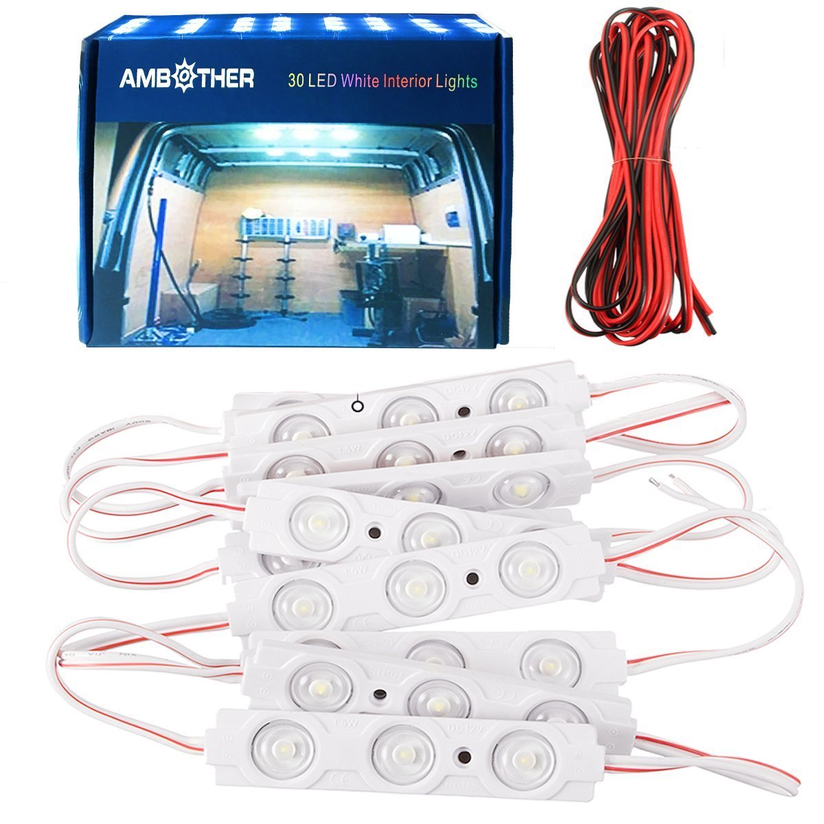 AMBOTHER 30 LED Car Interior Lights Kit LED Project Lens Lighting Lamp