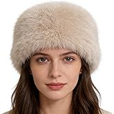 Ghazni Faux Fur Fuzzy Winter Hats for Women, Warm Furry Black Bucket Hats for Men Woman, Soft Cozy Winter Hat