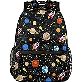 Funky Qiu School Backpack for Boys Girls - Large Waterproof Travel Daypack Laptop Backpack Schoolbag with Adjustable Padded Straps(Galaxy Planet)