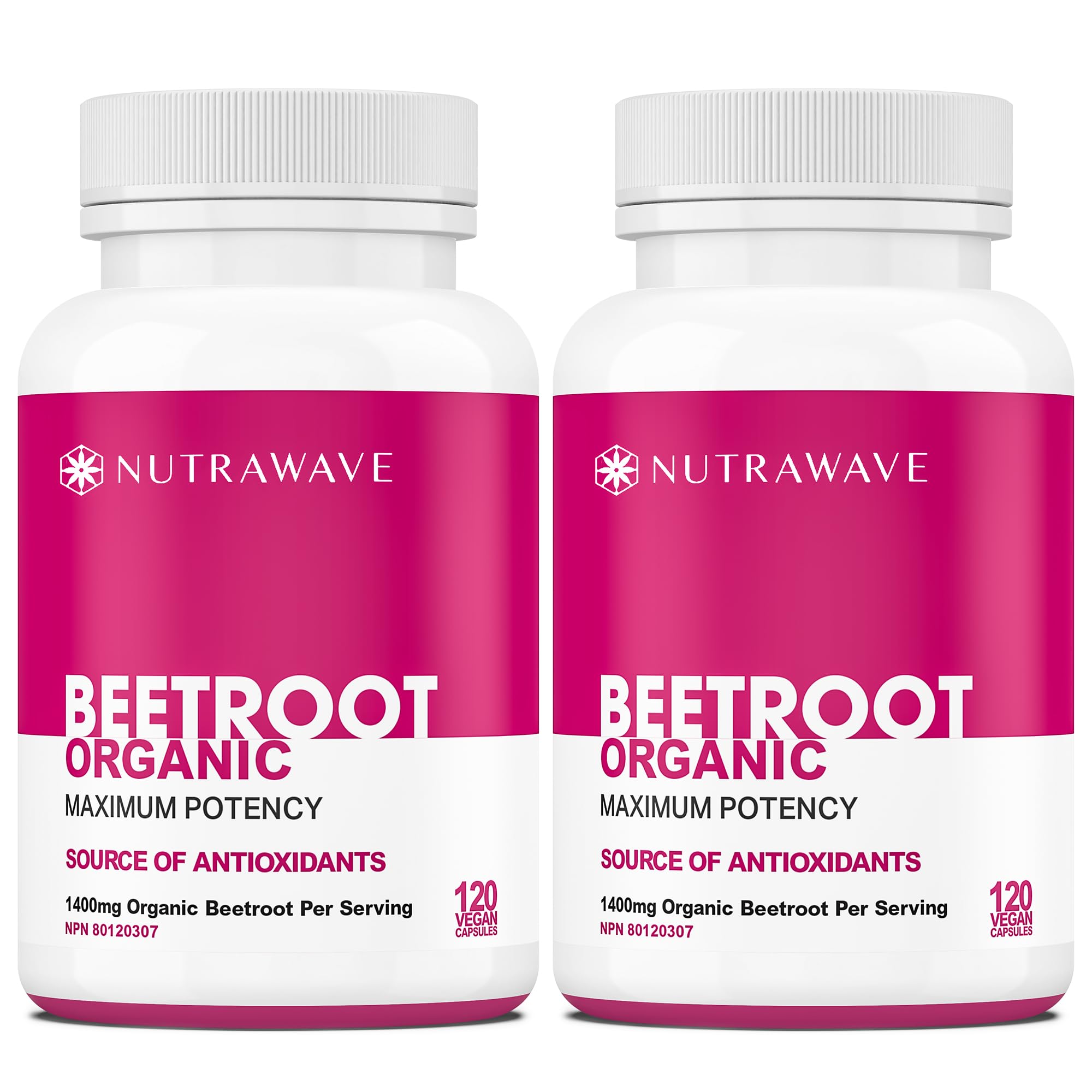 Nutra Wave Organic Beet Root Capsules 1400mg – Beetroot Supplement for Blood Pressure Support & Nitric Oxide – Supports Energy, Circulation & Heart Health – Non-GMO, Vegan – 240 Capsules Image