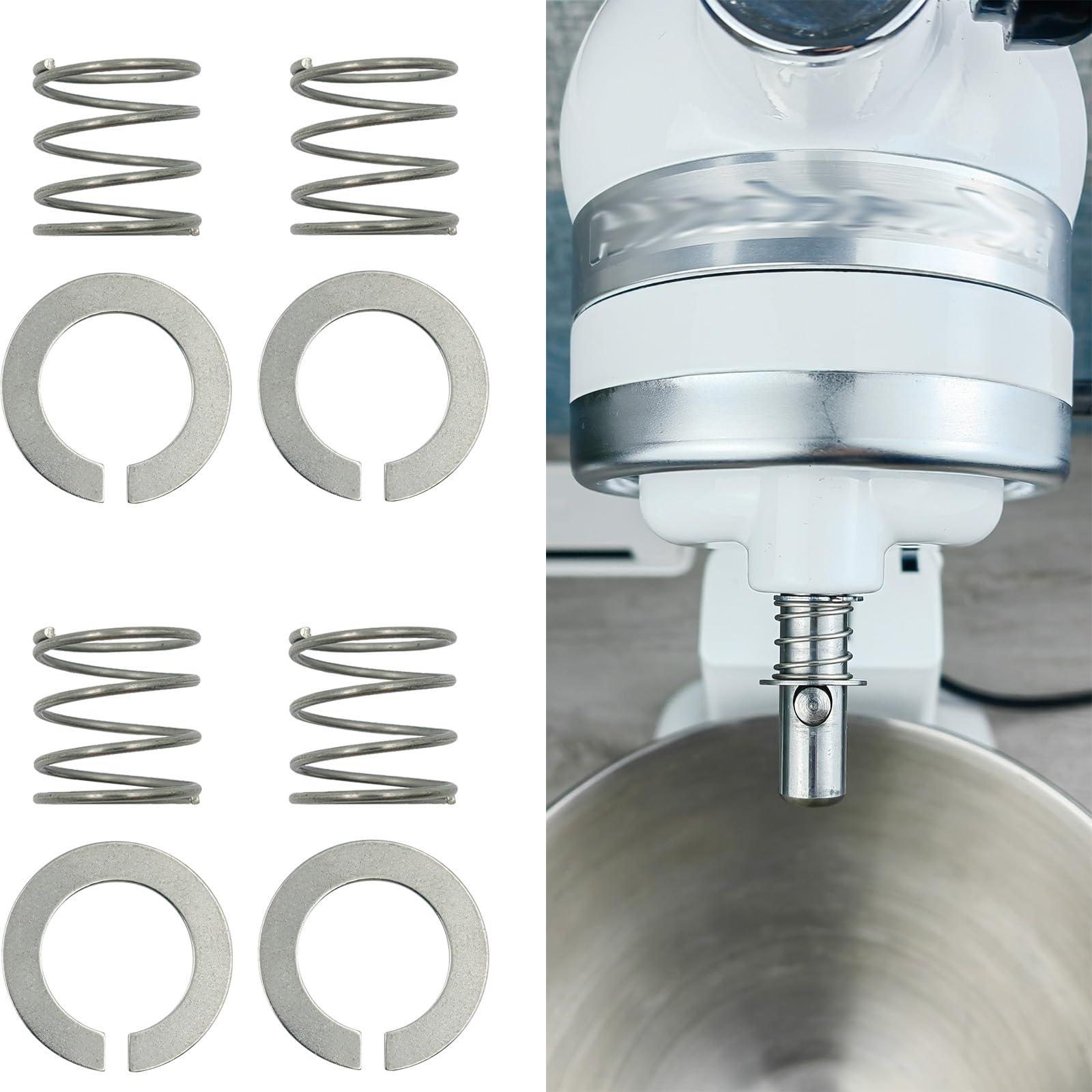 Spring and Washer Kit Fit for Kitchenaid Mixer, Quick Install Replacement Accessories and Upgrade Parts, 4 Packs
