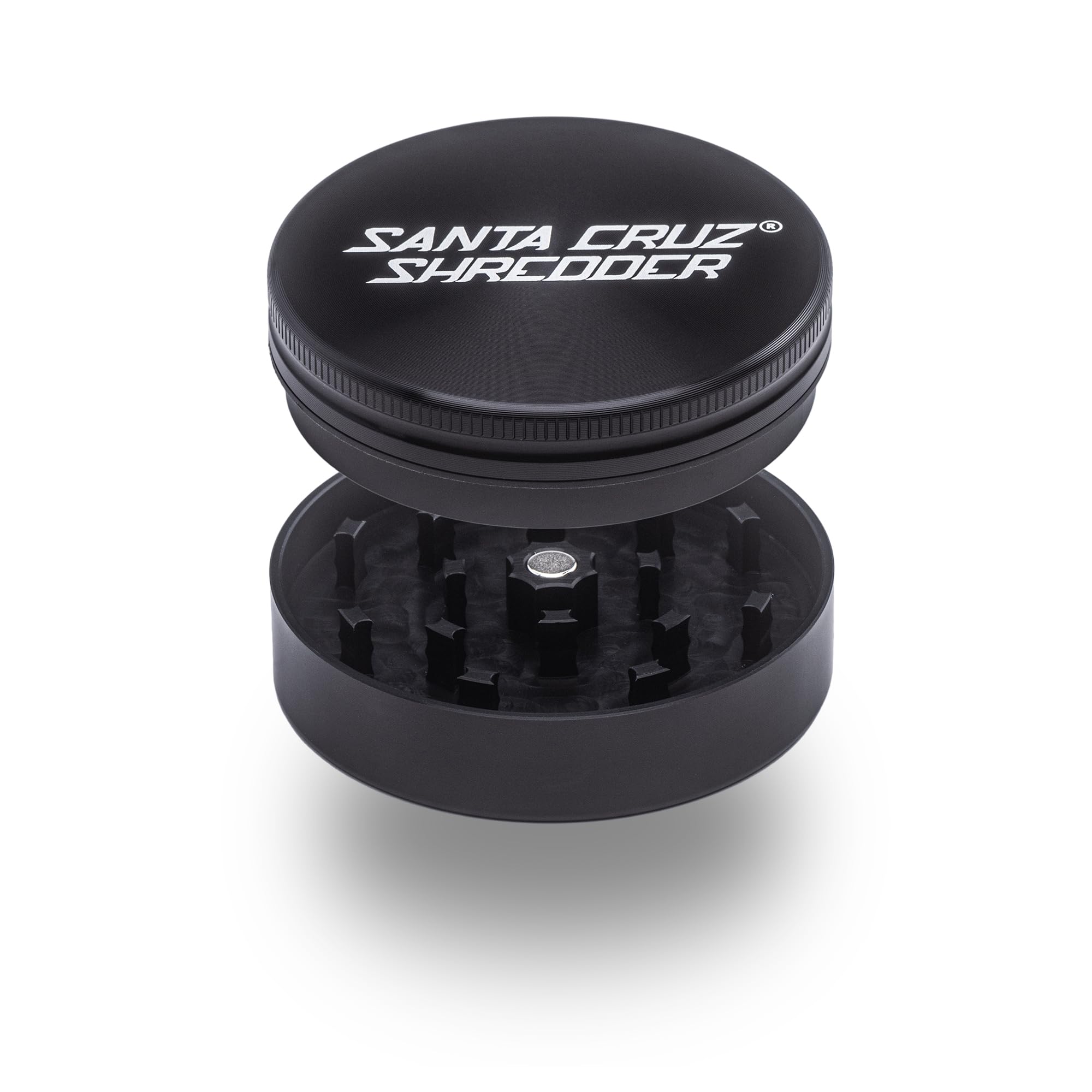 Santa Cruz Shredder Metal Herb Grinder Knurled Top for Stronger Grip 2-Piece 2.7" (Black)