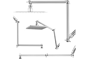 Singing Rain Shower Head Extension Arm, 16'' Solid Brass Extension Extra Long Extender with Locking Set Screw, Rise or Lower 