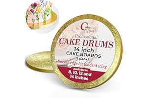 Cake Boards by Cakebon- Sturdy 1/2 Inch Cake Drums - 14 Inch Gold Cake Board Professional Smooth Straight Edges 1-Pack - Cake Base 14 Inch Cake Drum