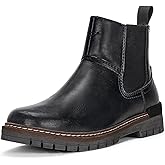 VEPOSE Women's Chelsea Boots, 9519 Slip on Platform Chunky Heel Round Toe Ankle Boot with Elastic Band