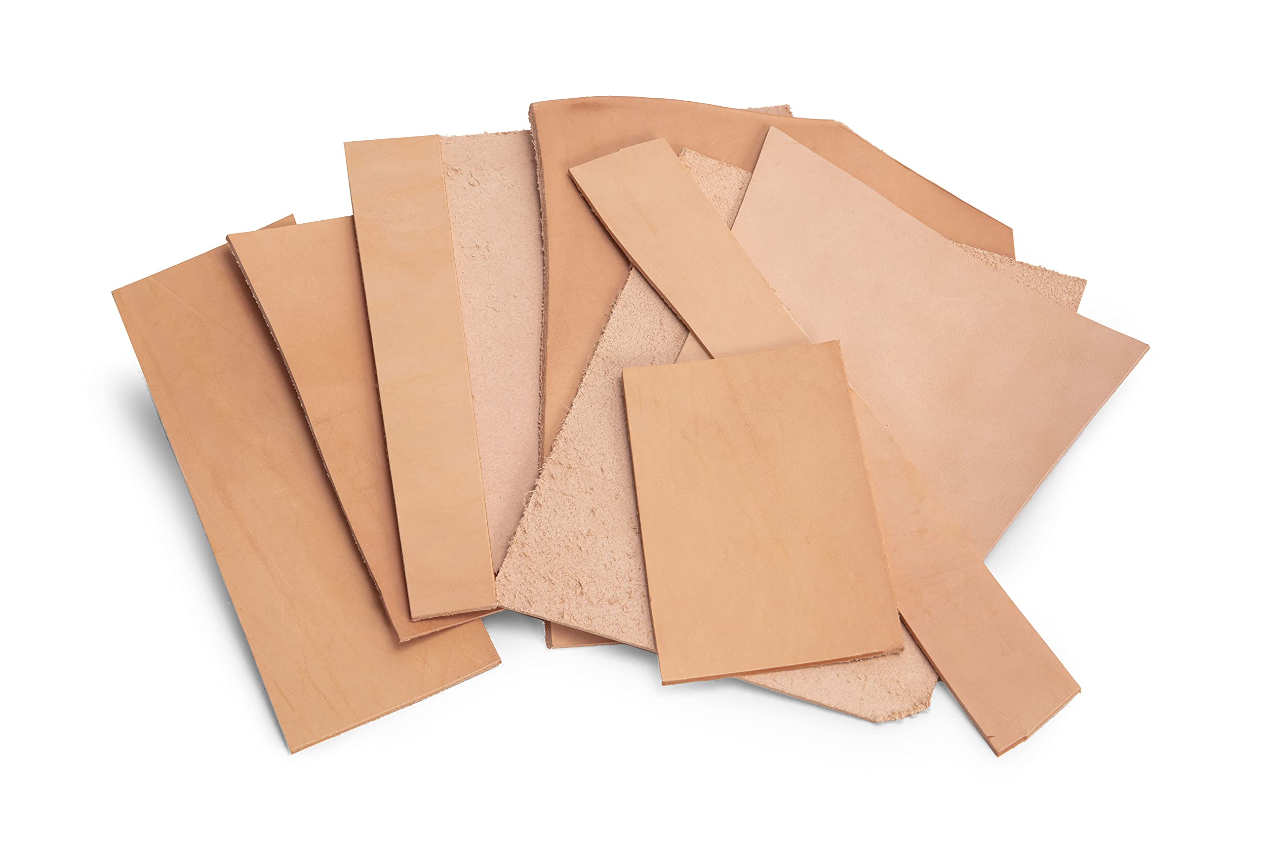 Cowhide, Sleek Leather, Thick Leather, Carving Leather, Vegetable-Tanned Cowhide, Leathercraft, Arts and Crafts, Decoration, 2.0-3.0 mm Leather Thickness, Various Size, Approx. 500 Grams