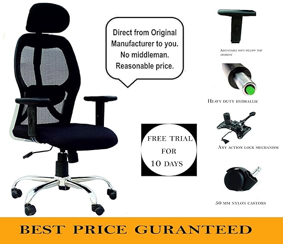 KS Chairs Pollo Chrome Base HIGH Back Office Chair Adjustable ARMS