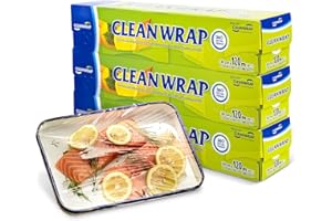 CLEANWRAP Plastic Wrap For Food (11.81in x 393.7ft - 3 Pack) I Plastic Wrapping Paper For Food, BPA Free Food Wrap, Clear Wrap to Seal Baked Goods, Food Transparent Wrap I Press and Seal Wrap