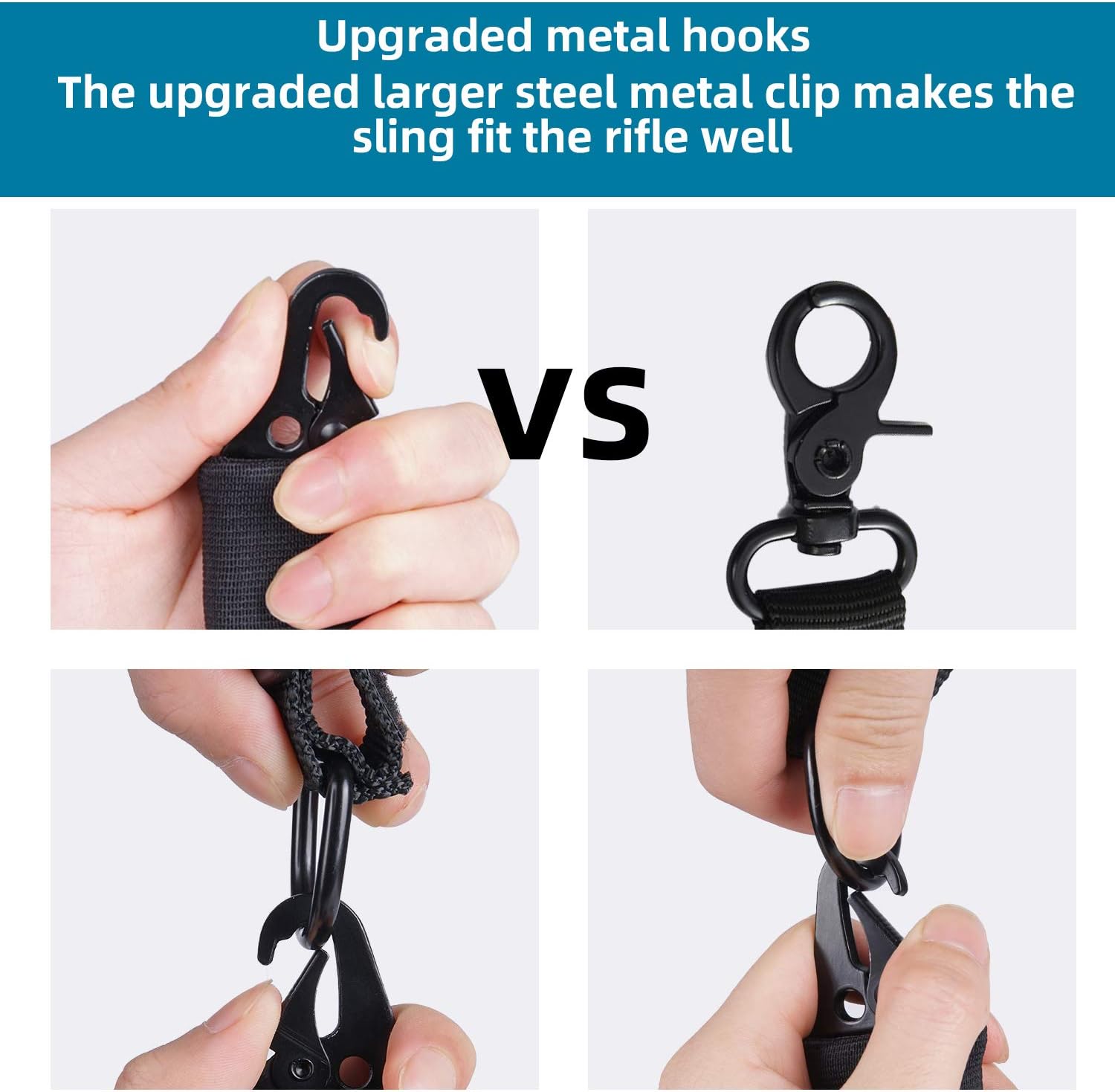 Budefull Two Point Rifle Sling, Length Adjustable Premium QD Tactical Strap, 2-Point Shotgun Slings with Metal Hook, Quick Detach with D Ring Loop for Outdoor Hunting, Black : Sports & Outdoors
