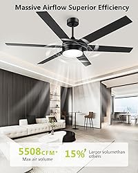 Vaczon 60 Inch Large Ceiling Fans with Lights and
