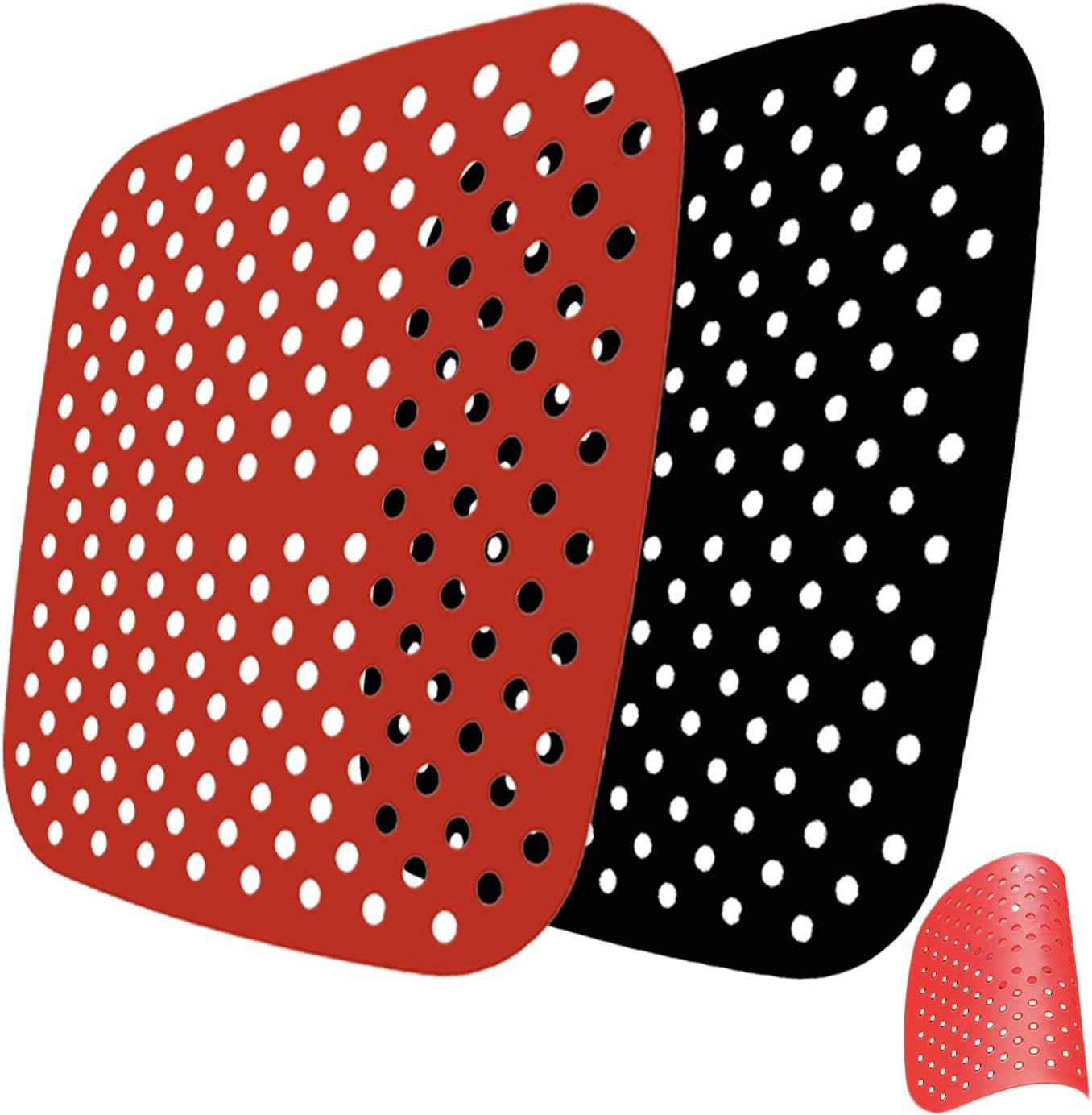 KGPLOME Reusable Air Fryer Liners Fit for Cosori, NuWave, Chefman, Dash 3.7 QT Air Fryers, Non-Stick Silicone Air Fryer Basket Mats Accessories,Food Silicone - 2 Pack (7.87 Inch,Square)