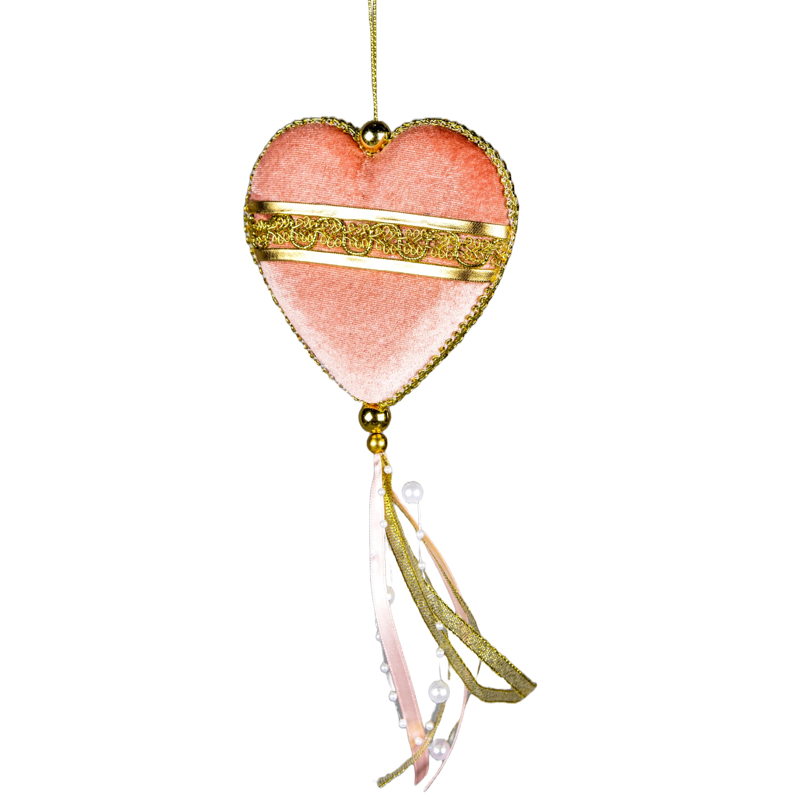 Light Pink Heart Shape Decorations 11x26cm - Christmas Tree Hanging Decorations Festive Decorative Ornaments Fairy Tale Themed Xmas Tree Pendant