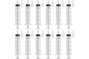 PATIKIL 12Pcs DTF Syringes Printer Cleaning Kits, 20ML DTF Syringes with 12 White Caps and Adapters No Needle for Printer Noz