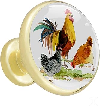 Pomo cajones aparador dorado Pollos Perillas de gabinete de cocina