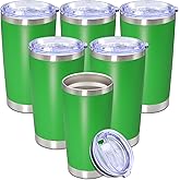 Eyasure 20 oz Tumbler with lid Double Wall Vacuum Insulated Tumblers Stainless Steel Coffee Mug Travel Coffee Tumbler Powder Coated Tumbler Cup Keep Hot&Cold - (Green 6 Pack)