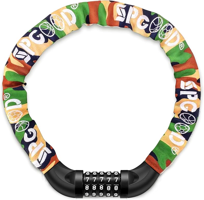 SPGOOD Bike Lock 830mm Heavy Duty Chain 5-Digit Resettable 14 Colors Camouflage
