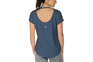 icyzone Yoga Shirts for Women Open Back - Workout Tops Short Sleeves t Shirts Loose fit