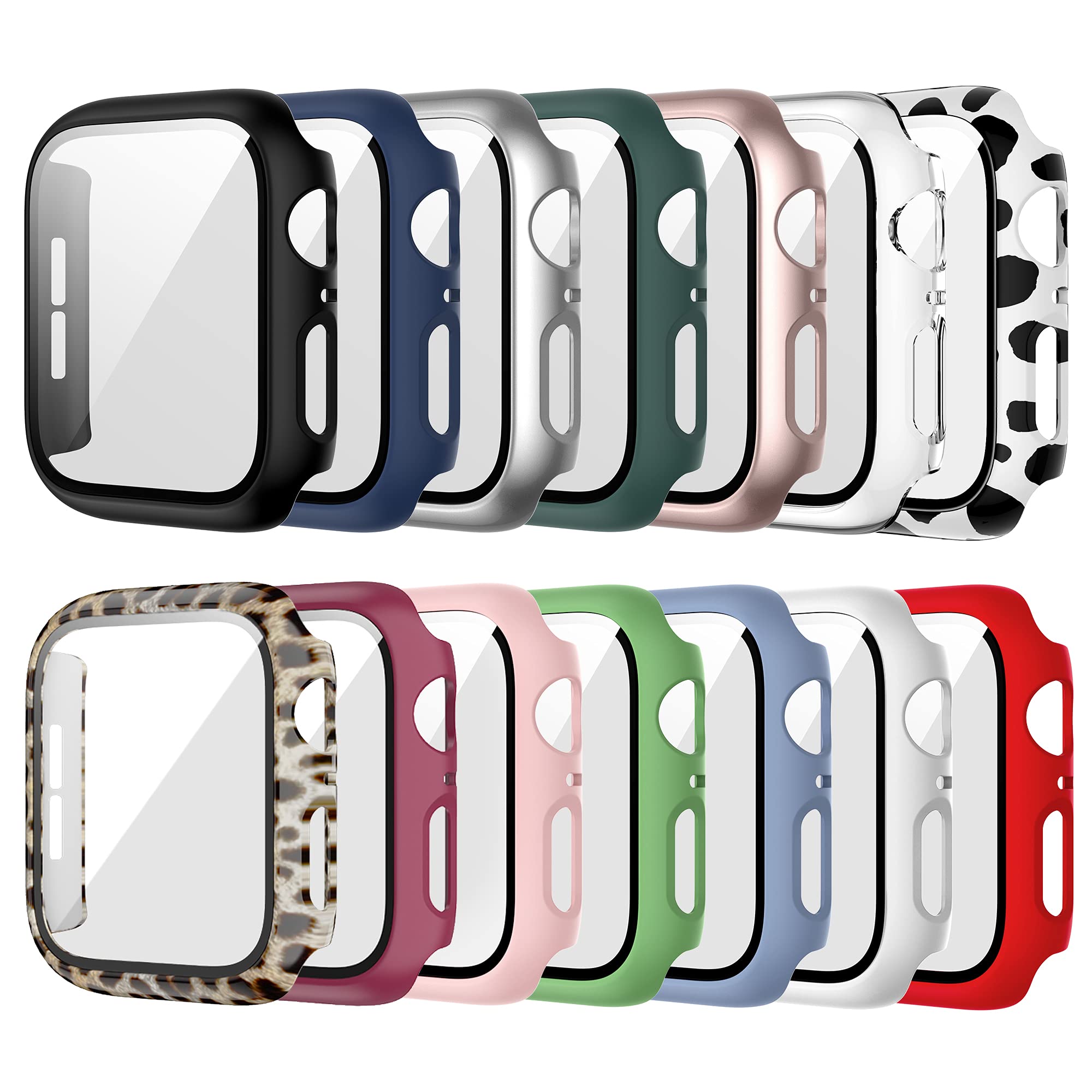 14 Pack Case for Apple Watch 42mm Series 3/2/1 with Tempered Glass Screen Protector, Haojavo Full Hard PC Ultra-Thin Scratch Resistant Bumper HD Protective Cover for iWatch Accessories