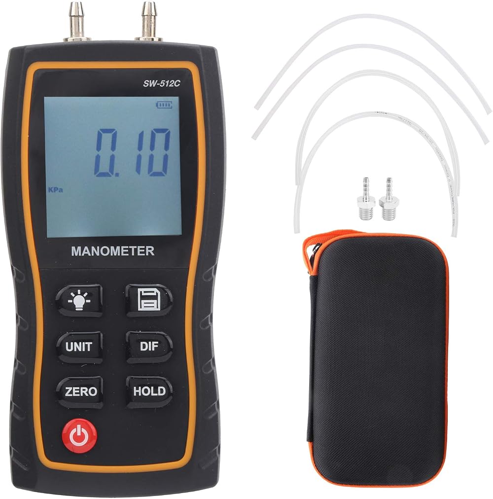 VBESTLIFE SW-512C Digital Manometer Portable Large Screen HVAC Pressure Gauge