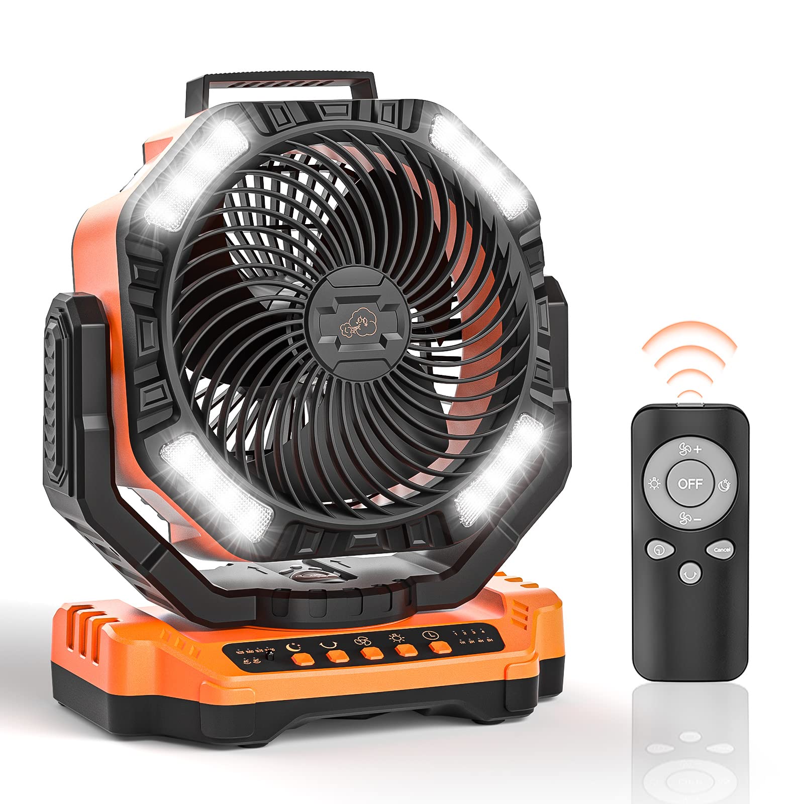 neofeel Rechargeable Camping Fan with LED Light, 40000mAh 136hrs Battery Operated Powered Fan with Remote/Timer, Auto-Oscillating Outdoor/Indoor Fan for Camping RV Workshop Jobsite Power Outages