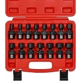 Mayouko 15PCS 3/8" Drive Shallow Universal Impact Socket Set, 6 Point, Metric, 8-22mm