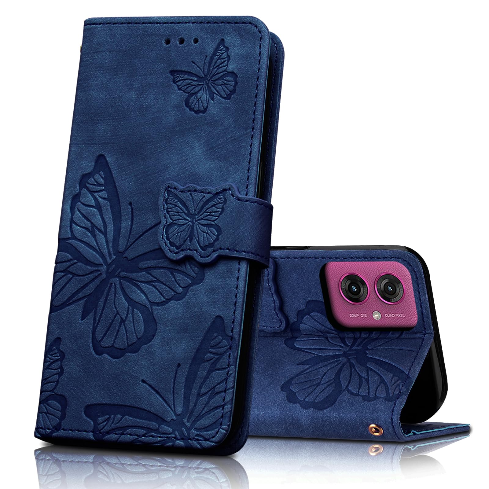 CXTcase for Motorola Moto G55 Case, Premium Leather Folio Flip Stand View Cover, Full Protection Magnetic Closure Case Compatible with Motorola Moto G55 Phone Cover, Blue