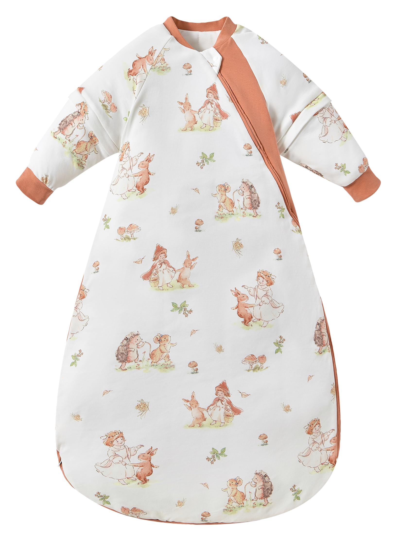 Chilsuessy Baby Sleeping Bag Winter Sleeping Sack with Detachable Sleeves 100% Cotton Wearable Blanket for Infant Toddler Boys Girls, Forest Fairytale/2.5 Tog, 6-12 Months